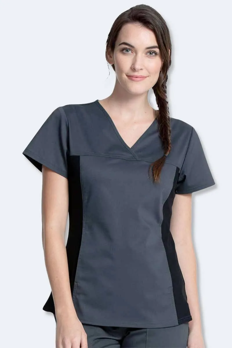 WW2875 Cherokee Revolution Women's V-Neck Knit Panel Top