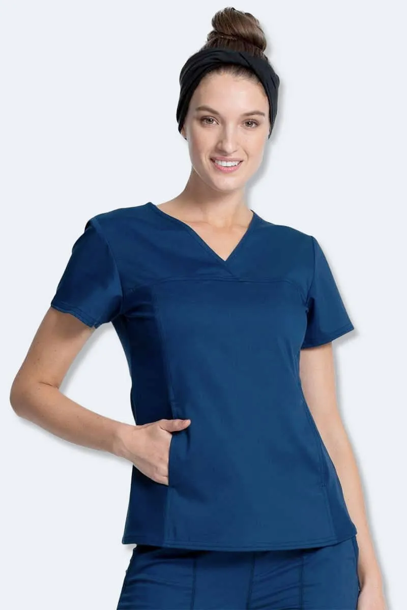 WW2875 Cherokee Revolution Women's V-Neck Knit Panel Top