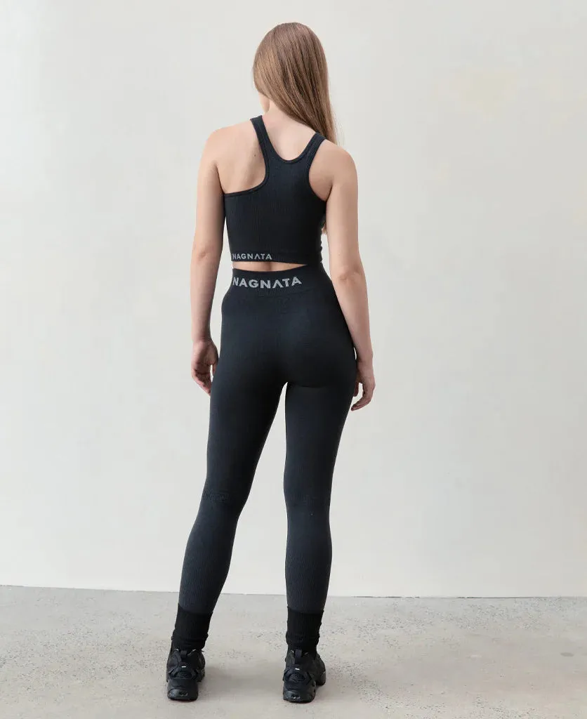 YANG RIB LEGGING - BLACK/BLACK