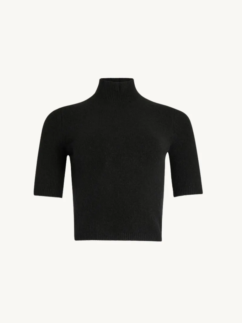Yuna Fuzzy Knit Top Black