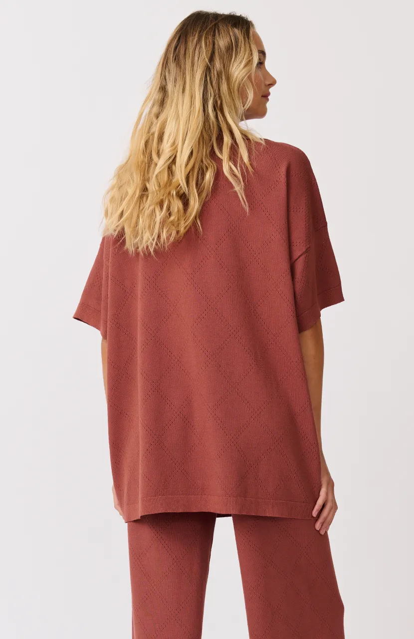 ZARELLE COLLARED TEE - Cocoa Knit
