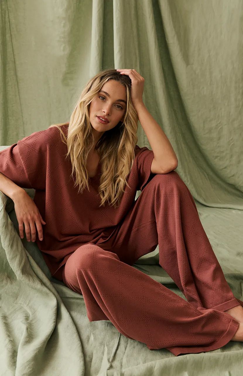 ZARELLE COLLARED TEE - Cocoa Knit