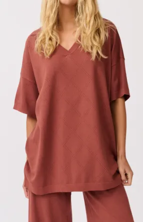 ZARELLE COLLARED TEE - Cocoa Knit