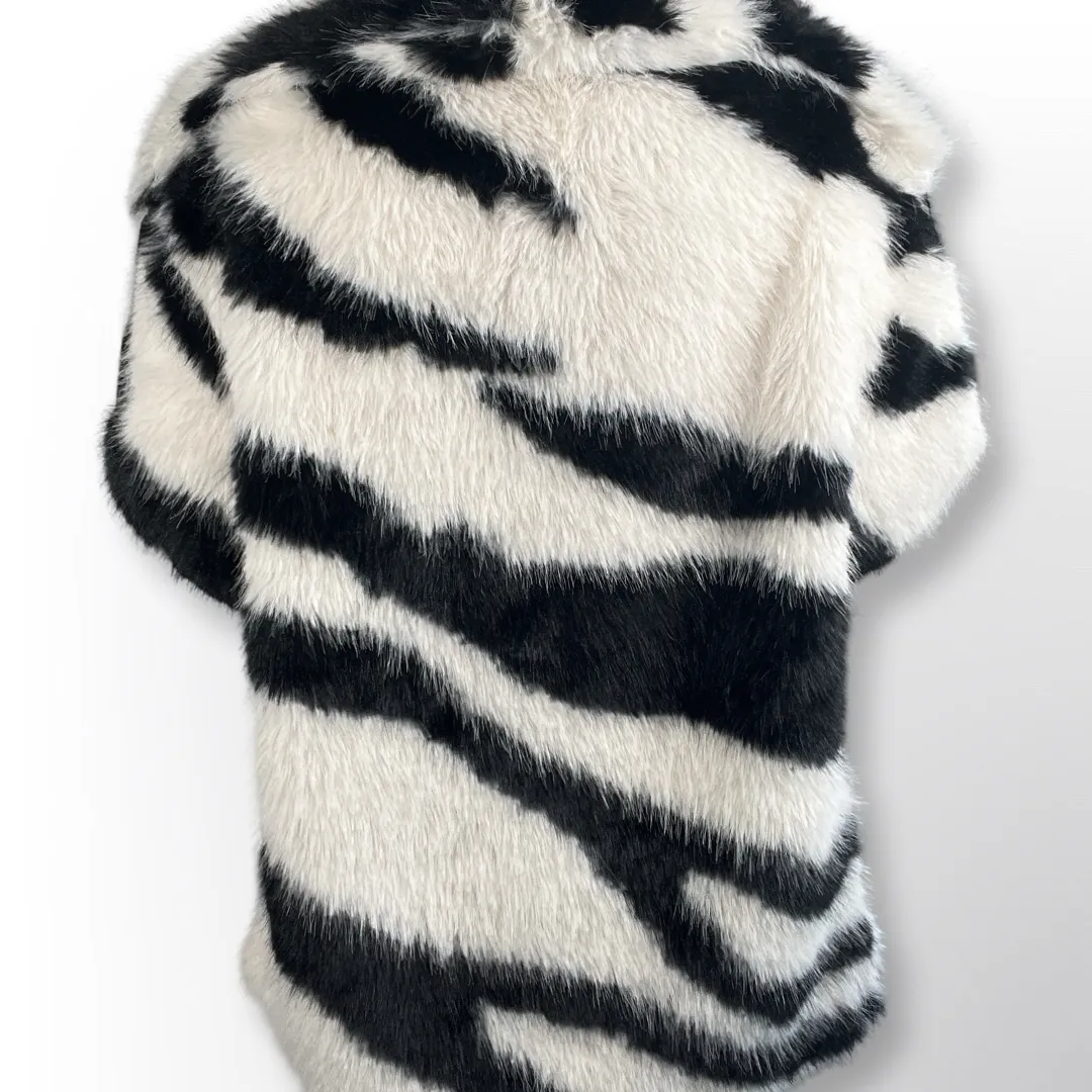 Zebra Faux Fur Fringe Coat