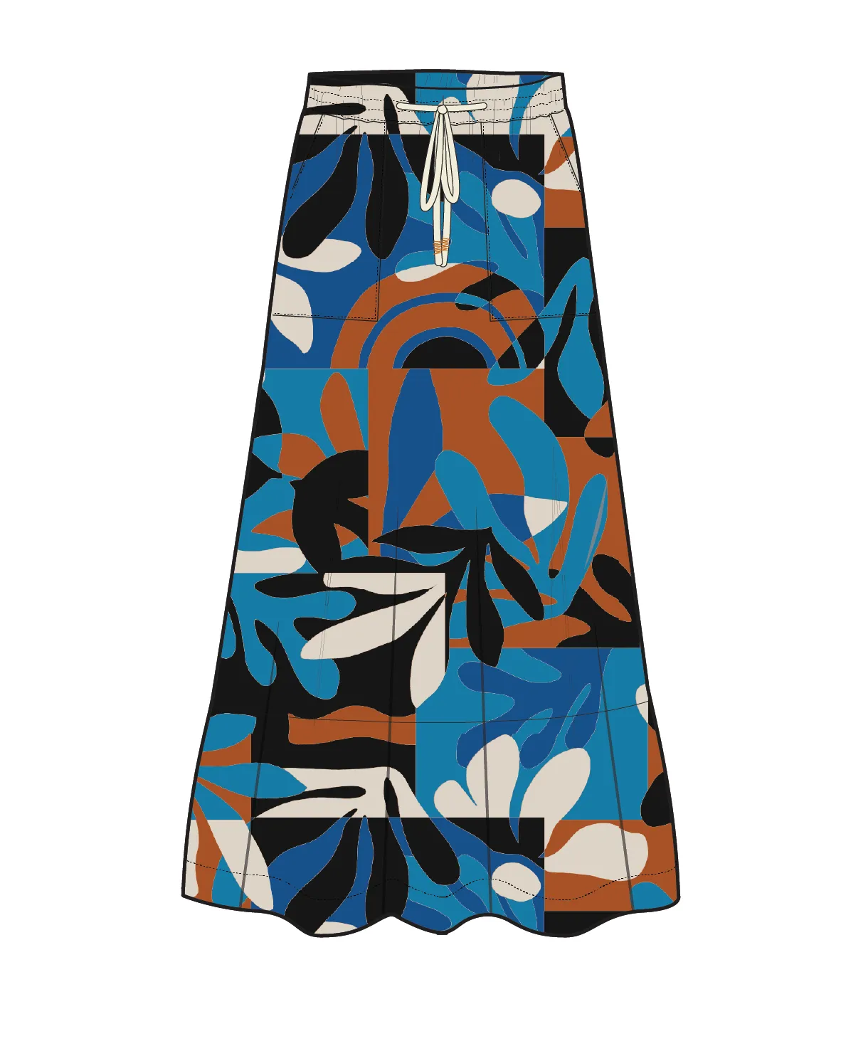Zephyr Woven Maxi Skirt - Mountain Foliage Blue