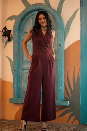 Zoe Double Breasted Jumpsuit - Red
