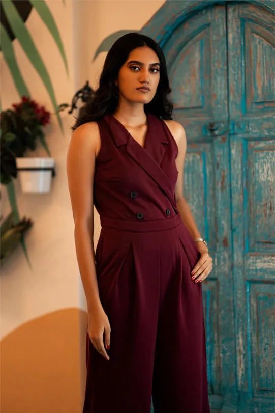 Zoe Double Breasted Jumpsuit - Red